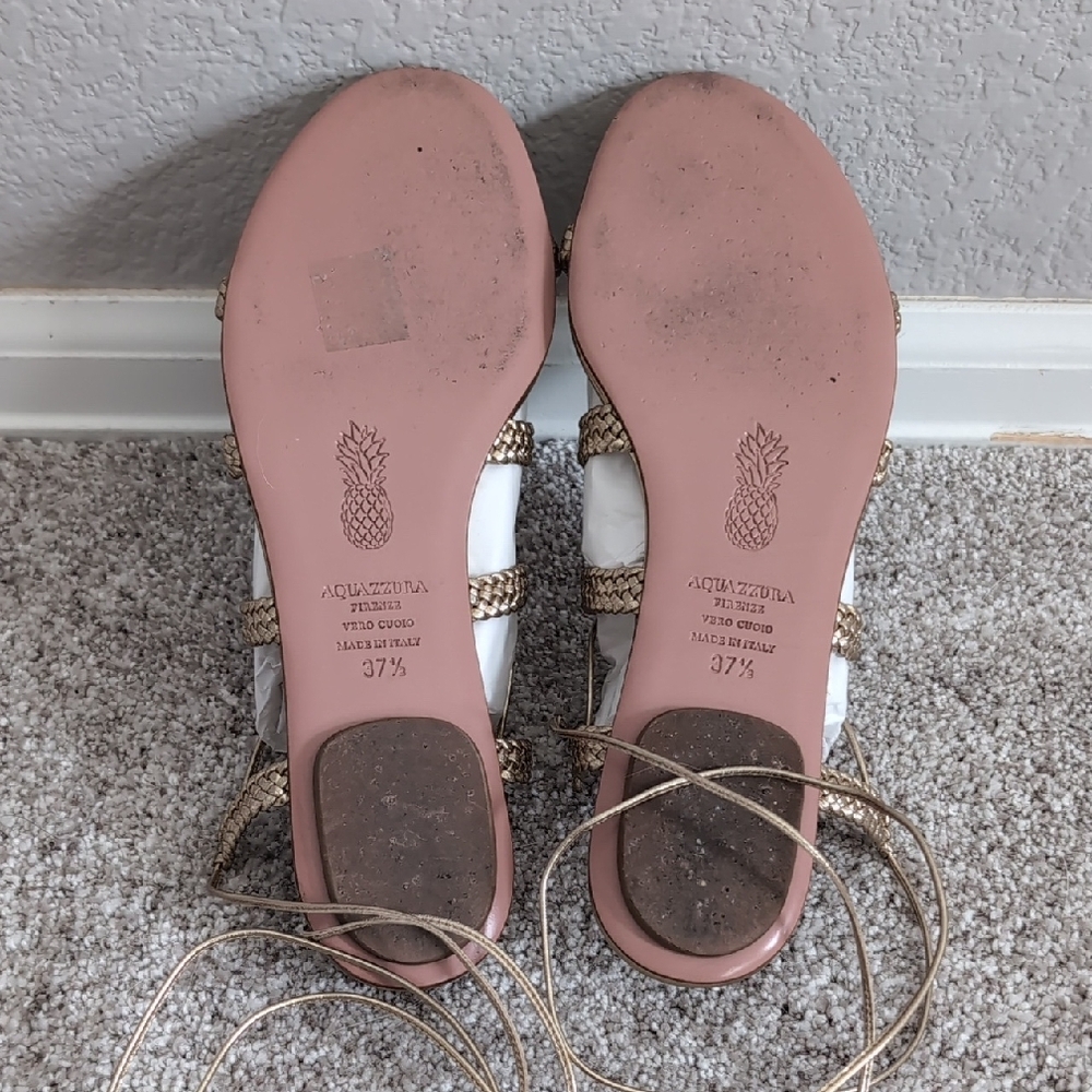 Aquazzura Metallic Gold Strappy Sandals - Picture 4 of 10